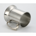 Single Wall stainless beer mug with glass bottom